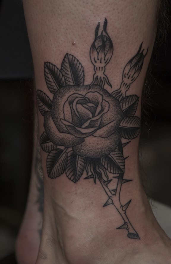 Black and Grey rose tattoo